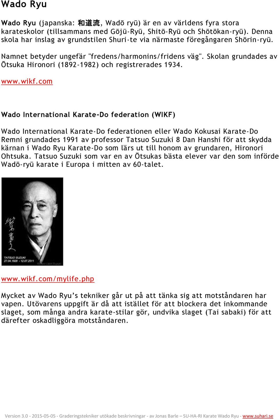 Skolan grundades av Ōtsuka Hironori (1892-1982) och registrerades 1934. www.wikf.