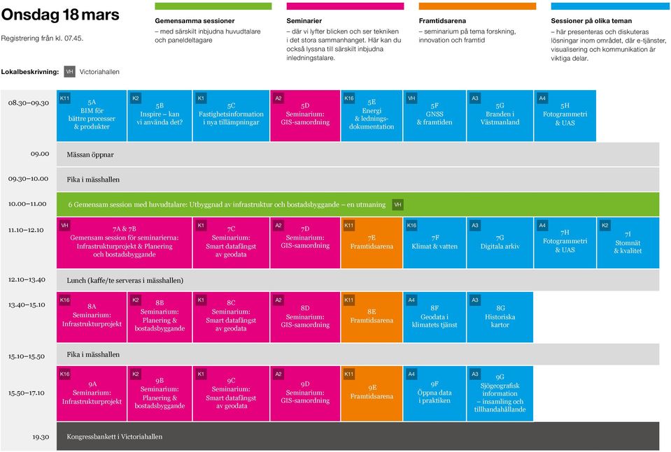 Framtidsarena seminarium på tema forskning, innovation och framtid Sessioner på olika teman här presenteras och diskuteras lösningar inom området, där e-tjänster, visualisering och kommunikation är