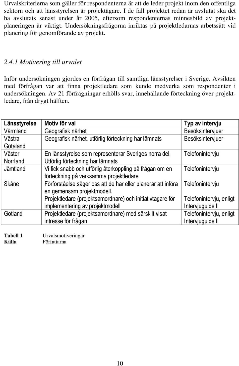 Undersökningsfrågorna inriktas på projektledarnas arbetssätt vid planering för genomförande av projekt. 2.4.