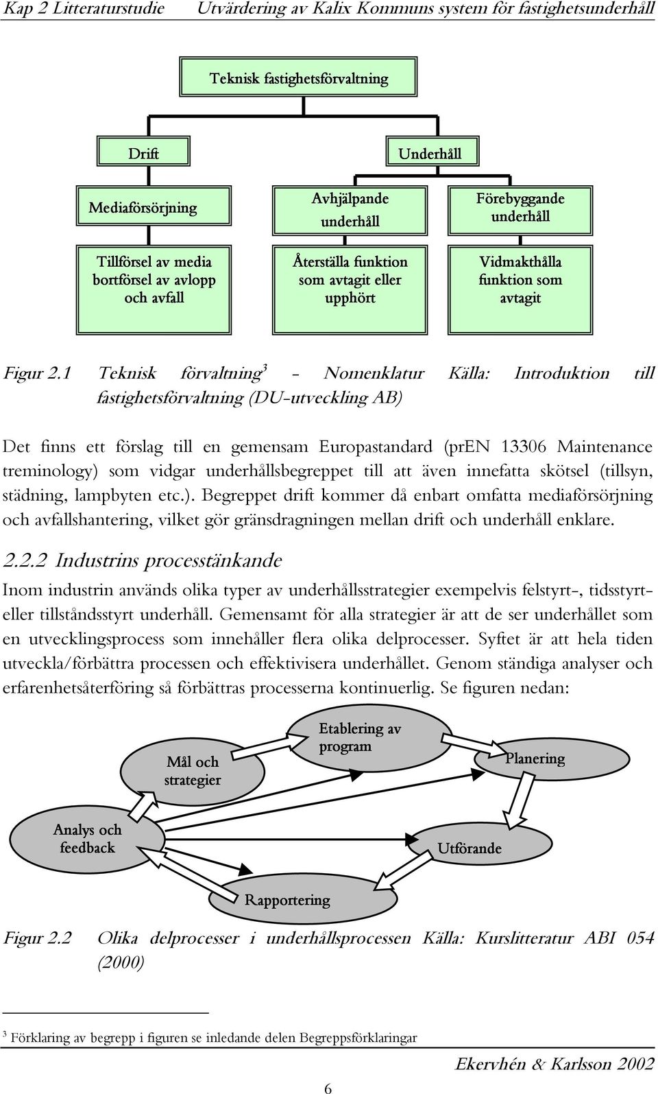 1 Teknisk förvaltning 3 - Nomenklatur Källa: Introduktion till fastighetsförvaltning (DU-utveckling AB) Det finns ett förslag till en gemensam Europastandard (pren 13306 Maintenance treminology) som