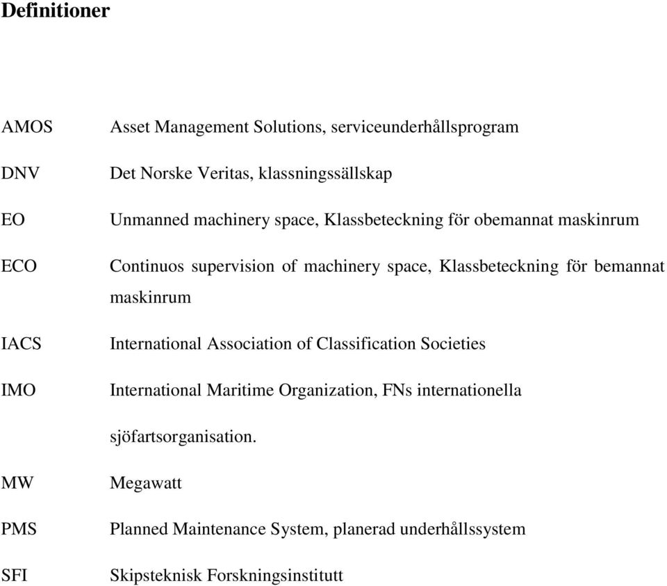 Klassbeteckning för bemannat maskinrum International Association of Classification Societies International Maritime