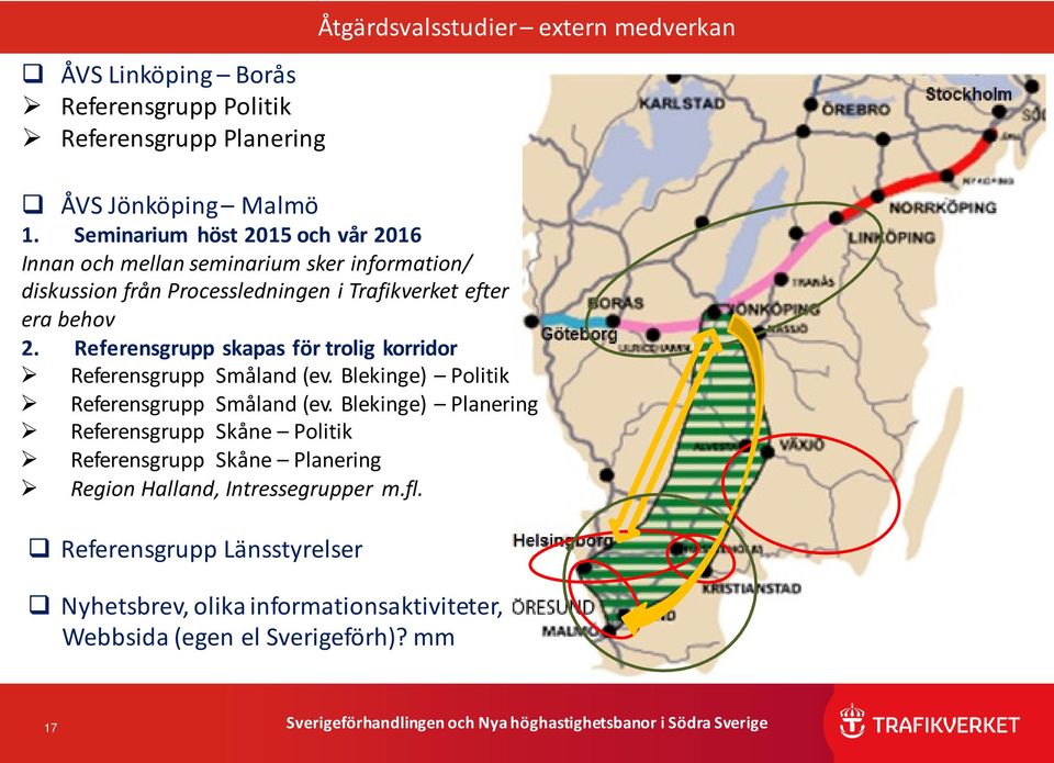 Referensgrupp skapas för trolig korridor Referensgrupp Småland (ev. Blekinge) Politik Referensgrupp Småland (ev.