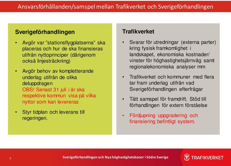 Senast 31 juli i år ska respektive kommun visa på vilka nyttor som kan levereras Styr tidplan och leverans till regeringen.