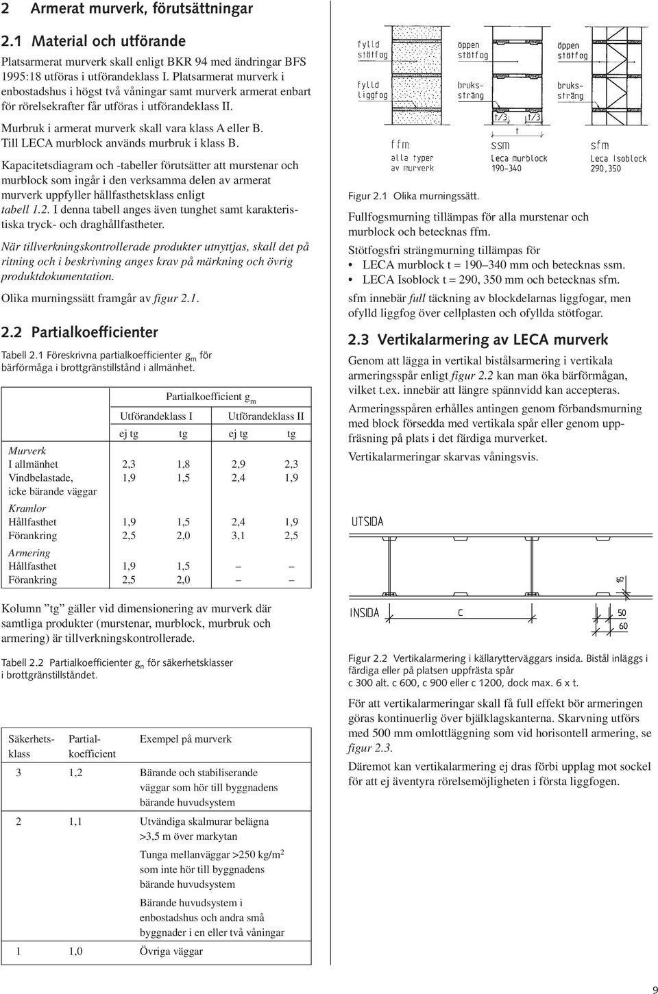 Till LECA murblock används murbruk i klass B.