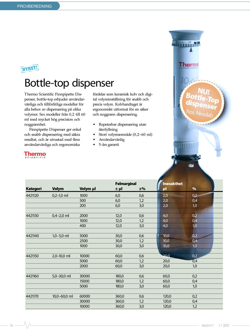 Finnpipette Dispenser ger enkel och snabb dispensering med säkra resultat, och är utrustad med flera användarvänliga och ergonomiska fördelar som keramisk kolv och digital volyminställning för snabb