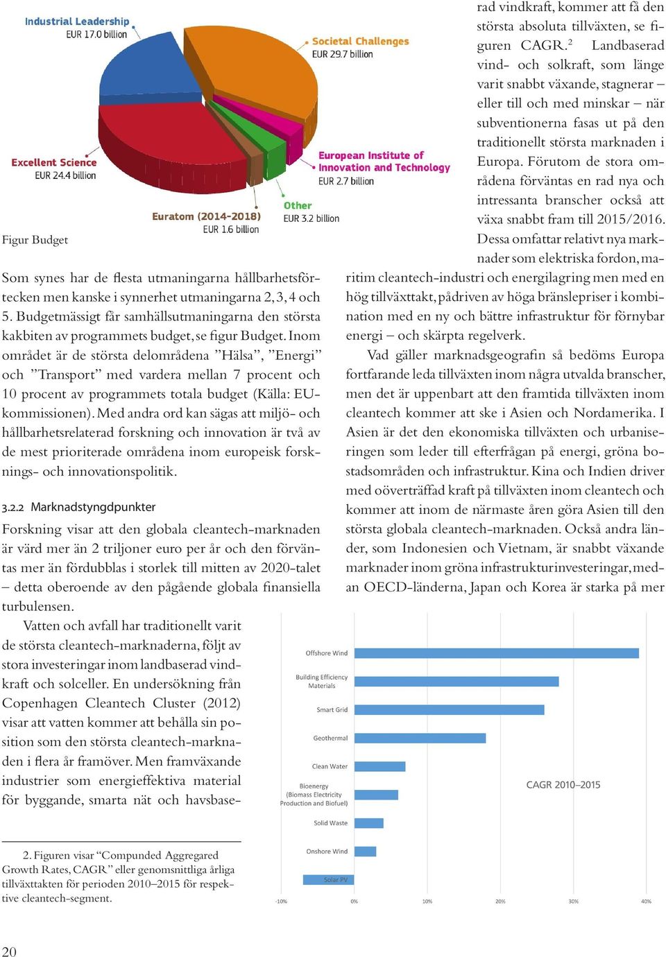 Inom området är de största delområdena Hälsa, Energi och Transport med vardera mellan 7 procent och 10 procent av programmets totala budget (Källa: EUkommissionen).