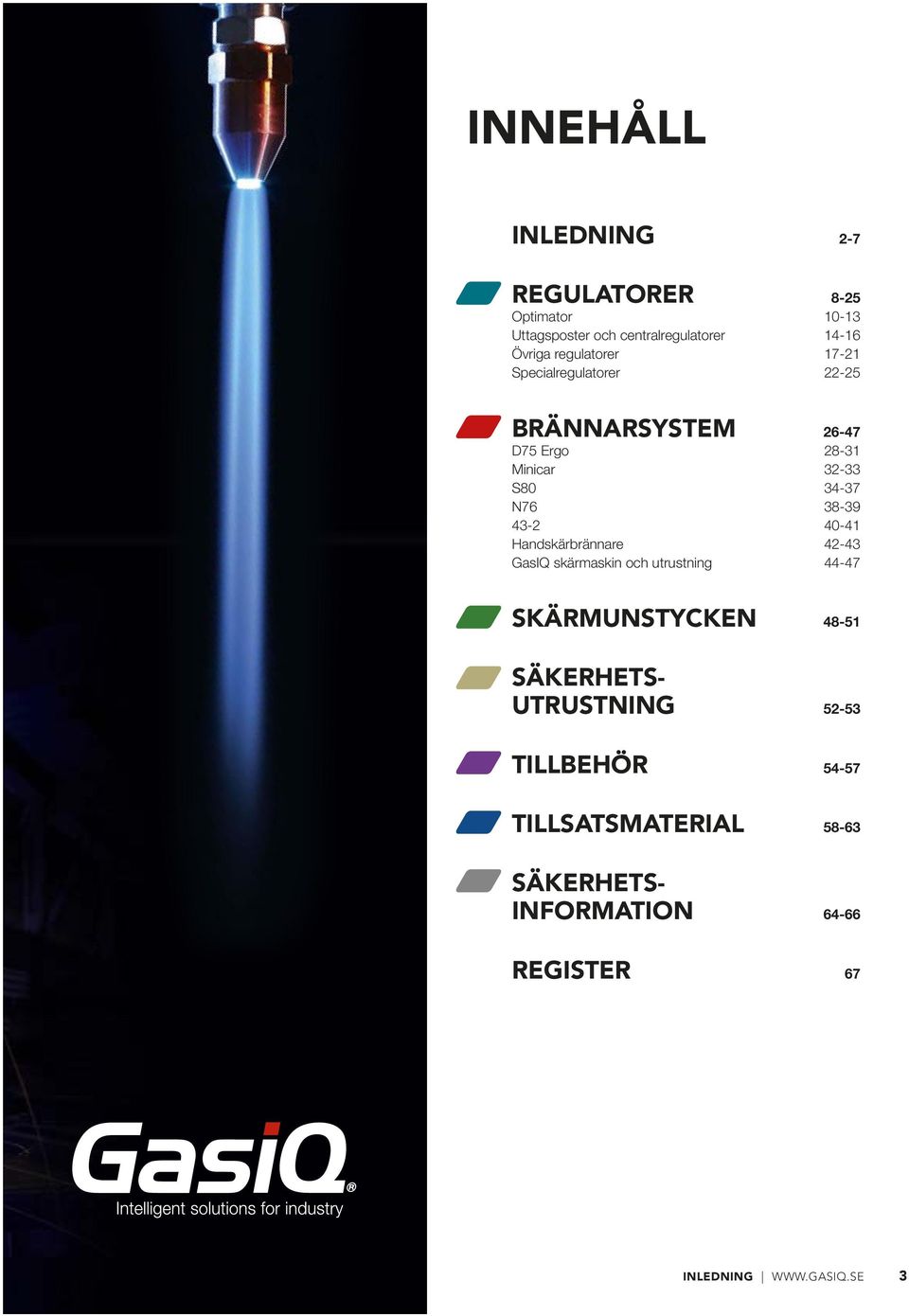 38-39 43-2 40-41 Handskärbrännare 42-43 GasIQ skärmaskin och utrustning 44-47 SKÄRMUNSTYCKEN 48-51 SÄKERHETS-