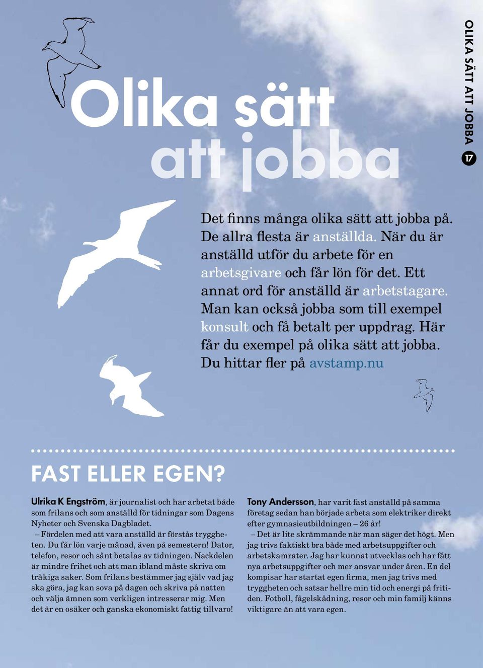 nu FAST ELLER EGEN? Ulrika K Engström, är journalist och har arbetat både som frilans och som anställd för tidningar som Dagens Nyheter och Svenska Dagbladet.