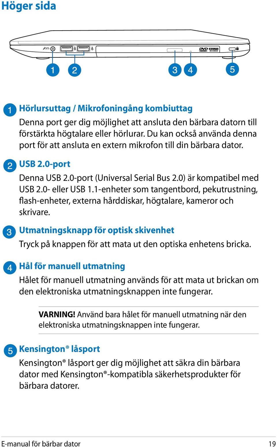 1-enheter som tangentbord, pekutrustning, flash-enheter, externa hårddiskar, högtalare, kameror och skrivare.