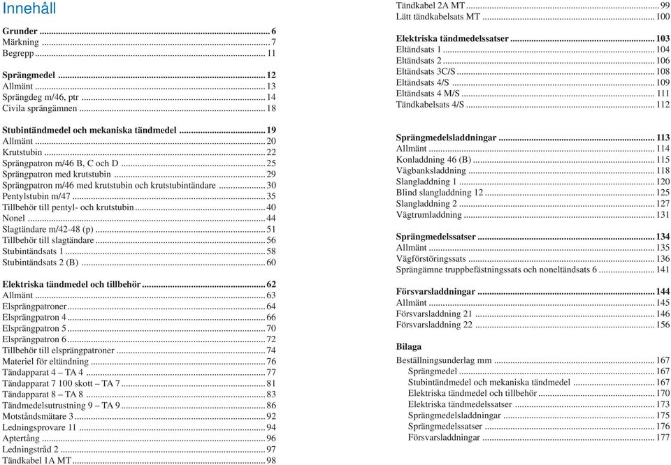 ..35 Tillbehör till pentyl- och krutstubin... 40 Nonel...44 Slagtändare m/42-48 (p)...51 Tillbehör till slagtändare...56 Stubintändsats 1...58 Stubintändsats 2 (B).