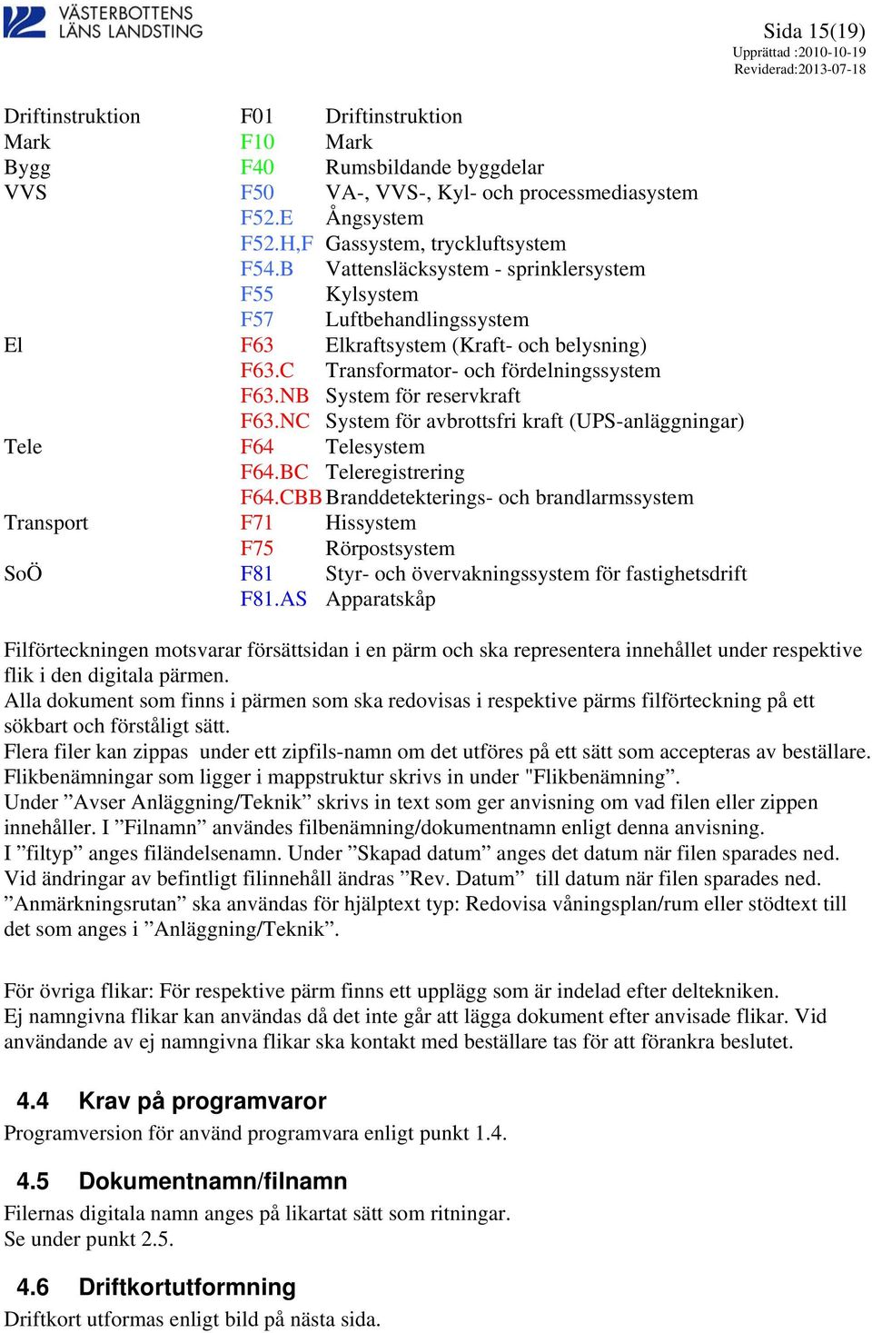 NC System för avbrottsfri kraft (UPS-anläggningar) Tele F64 Telesystem F64.BC Teleregistrering F64.