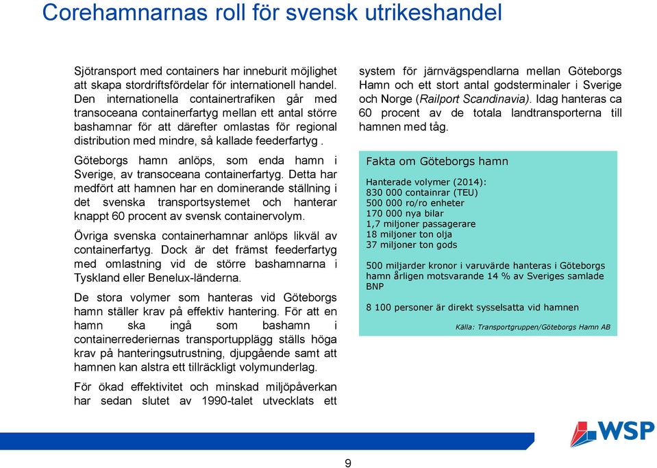 Göteborgs hamn anlöps, som enda hamn i Sverige, av transoceana containerfartyg.