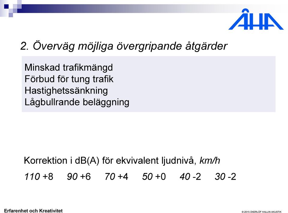 Hastighetssänkning Lågbullrande beläggning