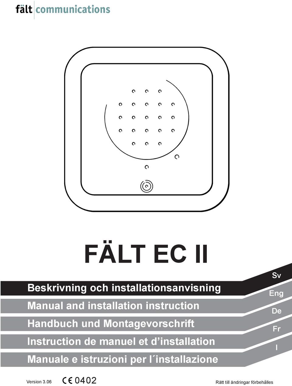 Instruction de manuel et d installation Manuale e istruzioni per