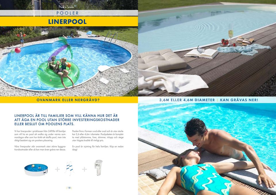 Vi har linerpooler i prisklassen från 2490kr till familjer som vill ha en pool att svalka sig under varma sommardagar eller som har tänkt att skaffa pool, men inte riktigt bestämt sig om poolens