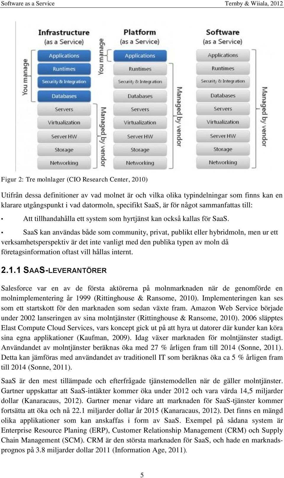 SaaS kan användas både som community, privat, publikt eller hybridmoln, men ur ett verksamhetsperspektiv är det inte vanligt med den publika typen av moln då företagsinformation oftast vill hållas