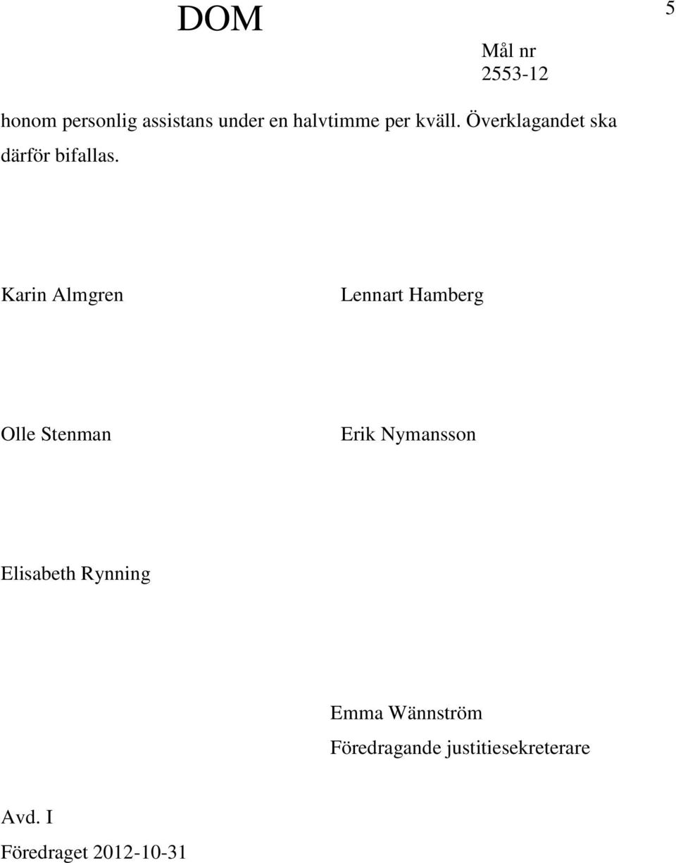 Karin Almgren Lennart Hamberg Olle Stenman Erik Nymansson