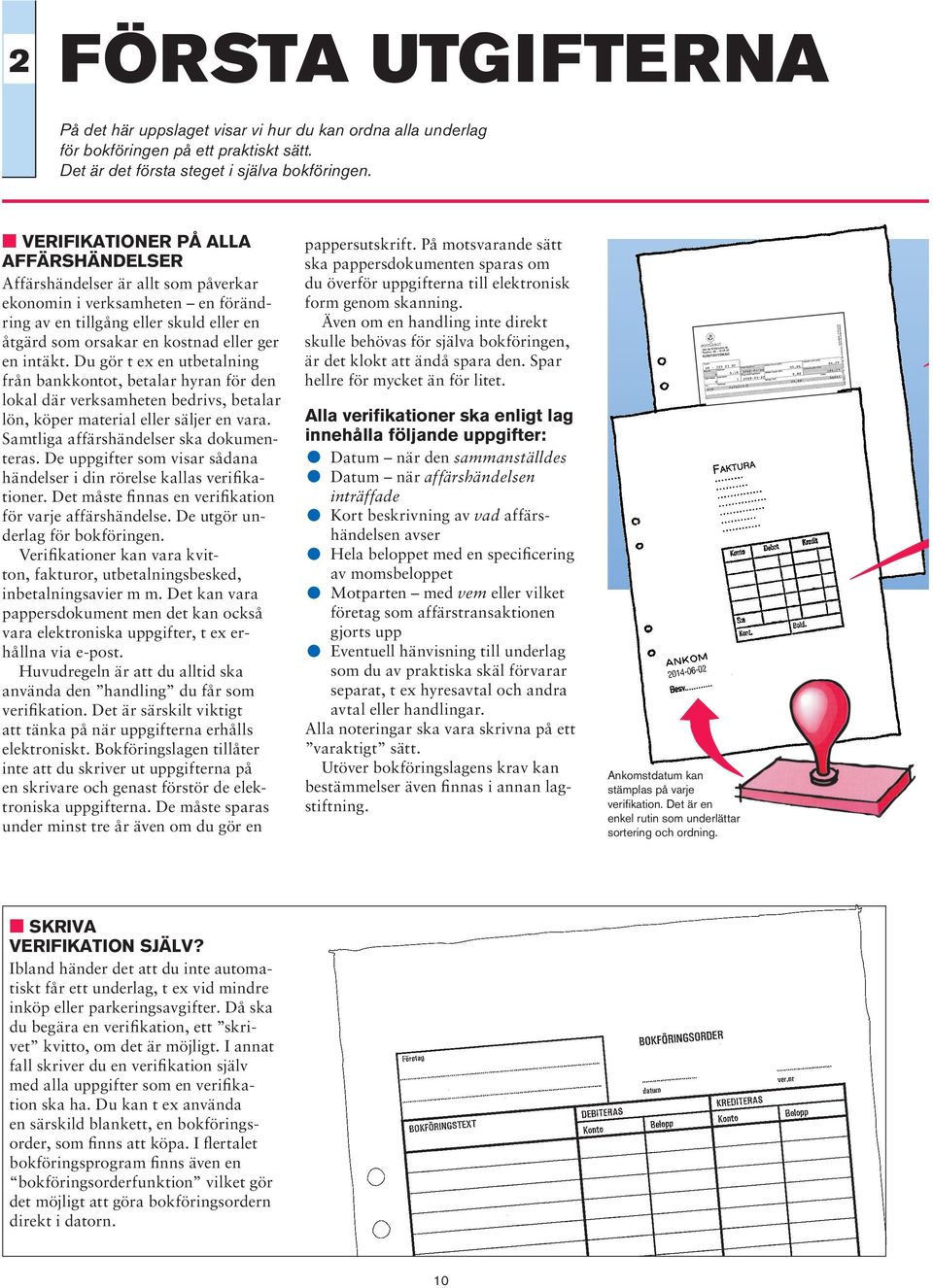 intäkt. Du gör t ex en utbetalning från bankkontot, betalar hyran för den lokal där verksamheten bedrivs, betalar lön, köper material eller säljer en vara. Samtliga affärshändelser ska dokumenteras.