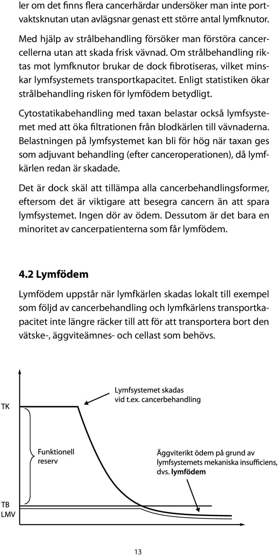 Om strålbehandling riktas mot lymfknutor brukar de dock fibrotiseras, vilket minskar lymfsystemets transportkapacitet. Enligt statistiken ökar strålbehandling risken för lymfödem betydligt.