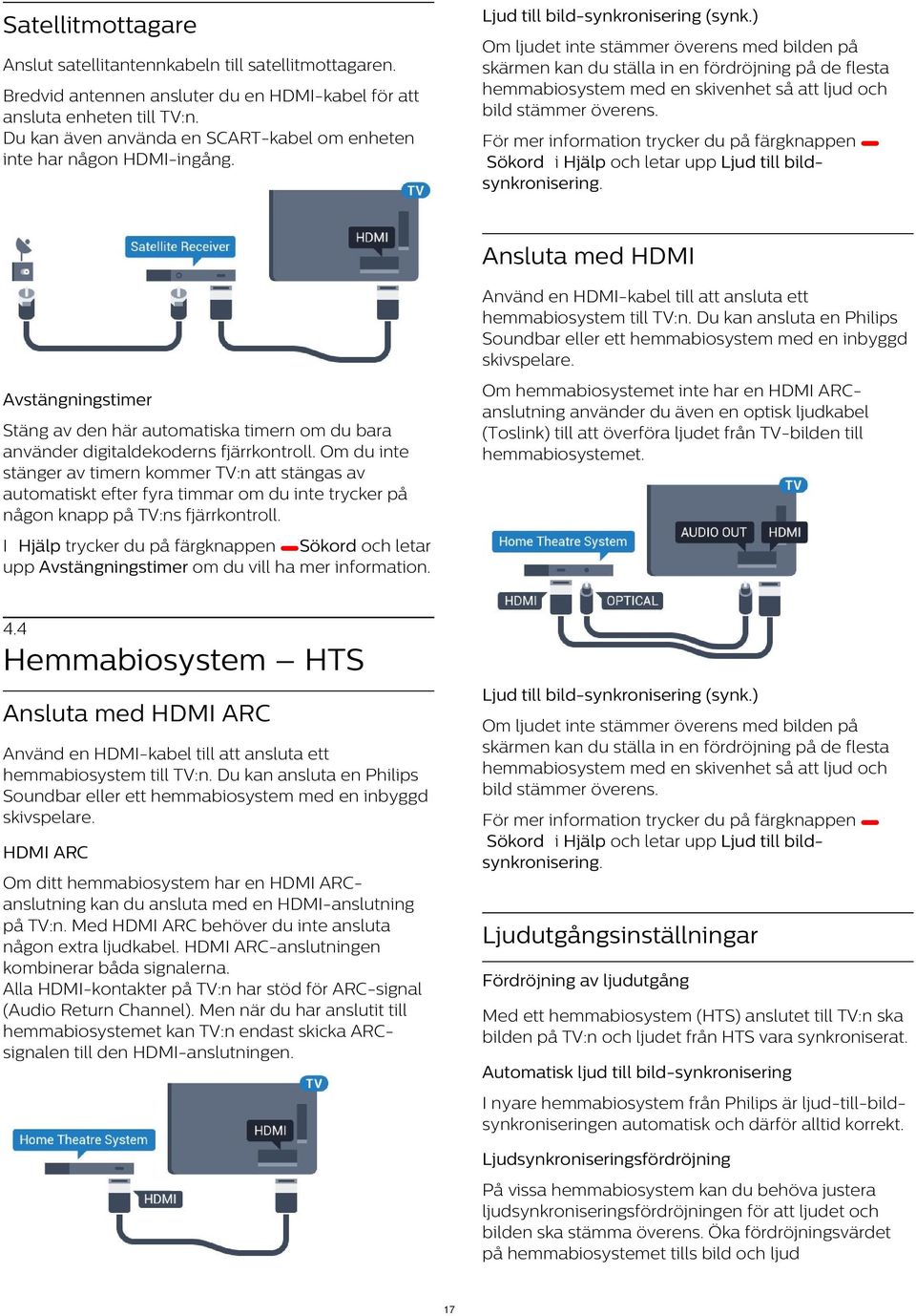 Anslut satellitantennkabeln till satellitmottagaren. Bredvid antennen ansluter du en HDMI-kabel för att ansluta enheten till TV:n.