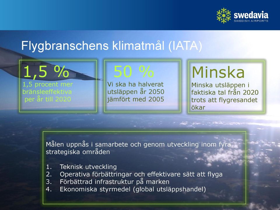 Målen uppnås i samarbete och genom utveckling inom fyra strategiska områden 1. Teknisk utveckling 2.