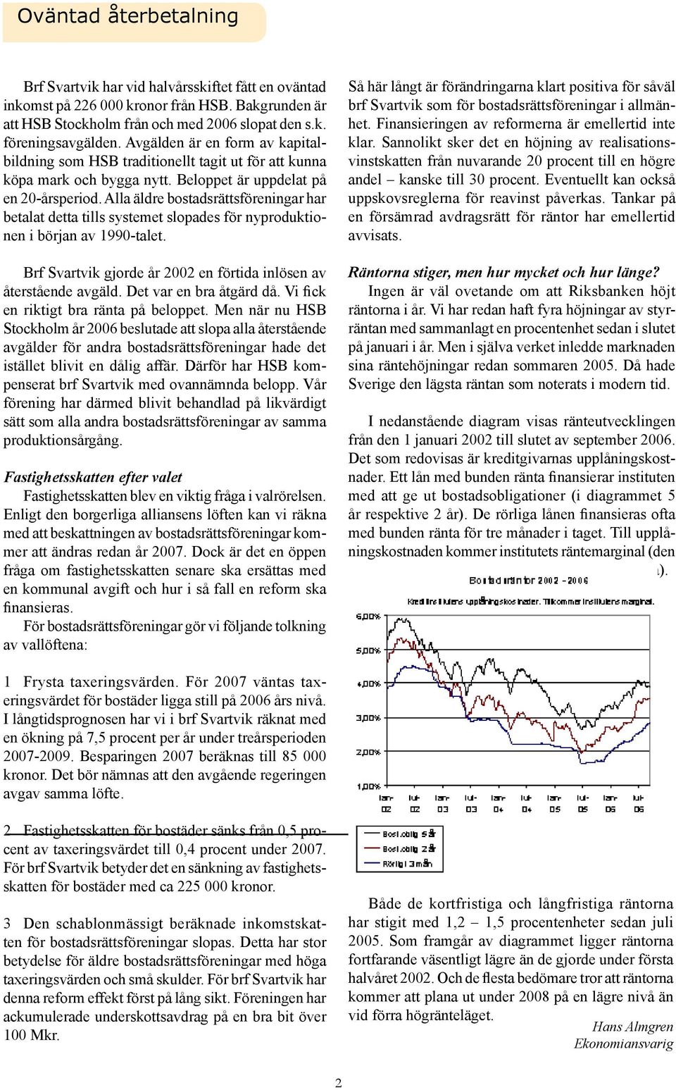 Alla äldre bostadsrättsföreningar har betalat detta tills systemet slopades för nyproduktionen i början av 1990-talet. Brf Svartvik gjorde år 2002 en förtida inlösen av återstående avgäld.