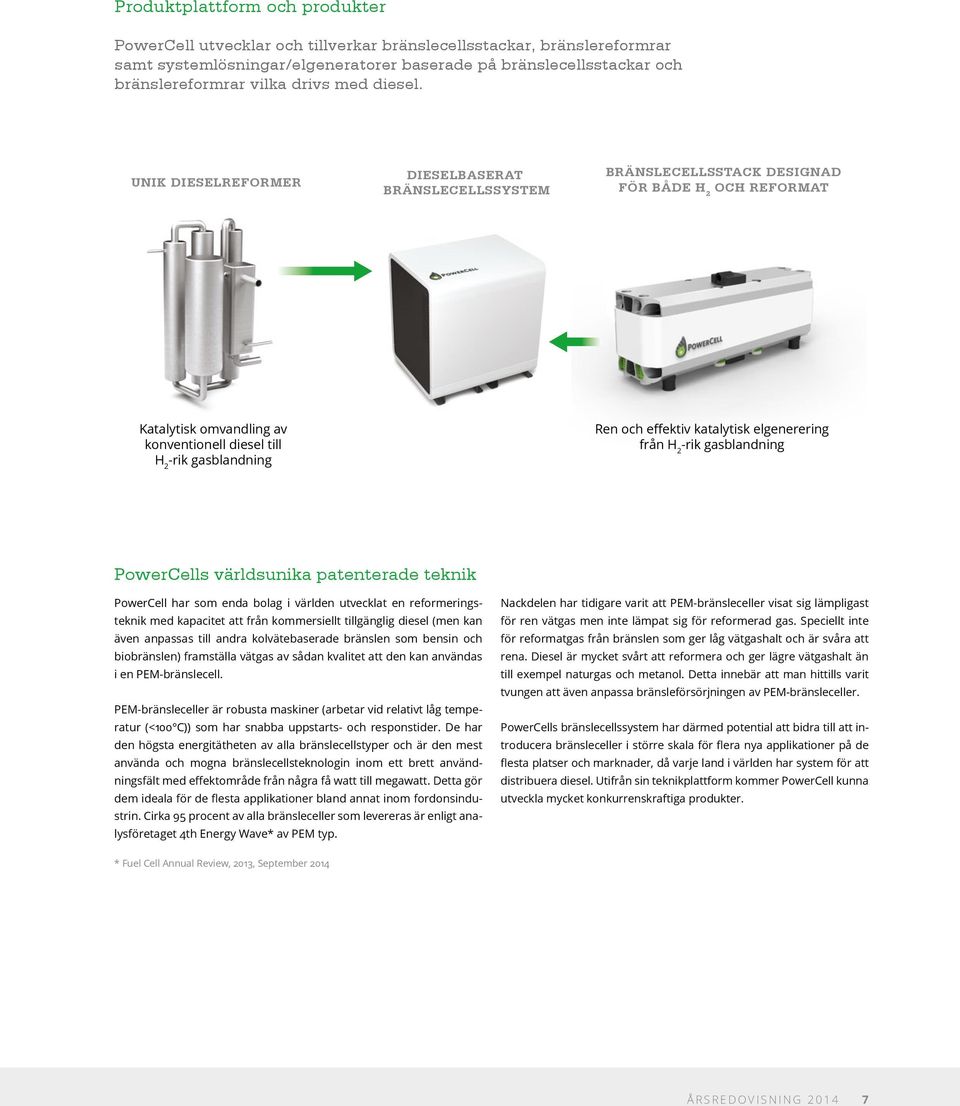 UNIK DIESELREFORMER DIESELBASERAT BRÄNSLECELLSSYSTEM BRÄNSLECELLSSTACK DESIGNAD FÖR BÅDE H 2 OCH REFORMAT Katalytisk omvandling av konventionell diesel till H 2 -rik gasblandning Ren och effektiv
