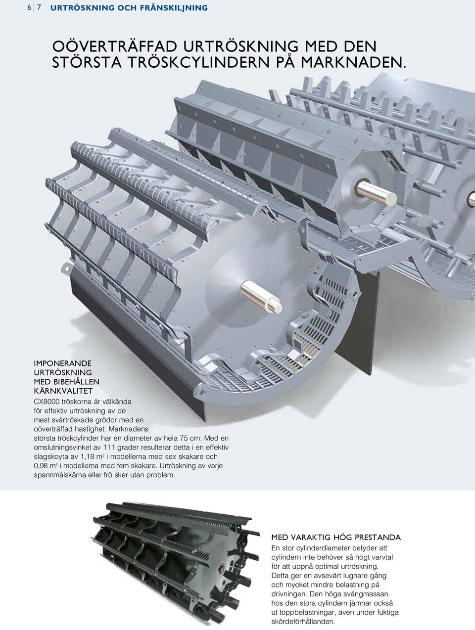 Marknadens största tröskcylinder har en diameter av hela 75 cm.