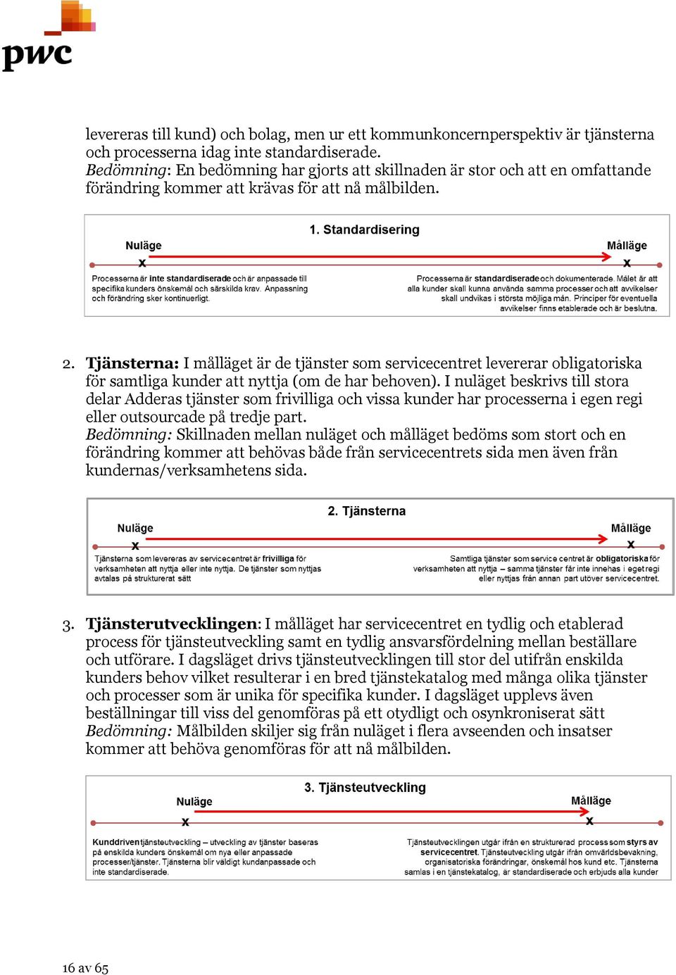 Tjänsterna: I målläget är de tjänster som servicecentret levererar obligatoriska för samtliga kunder att nyttja (om de har behoven).