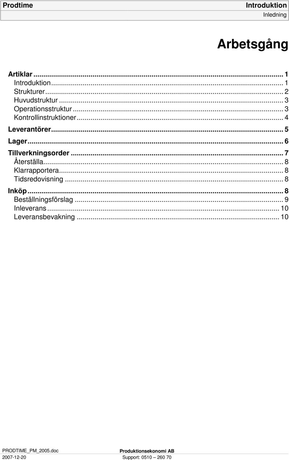 .. 6 Tillverkningsorder... 7 Återställa... 8 Klarrapportera... 8 Tidsredovisning.