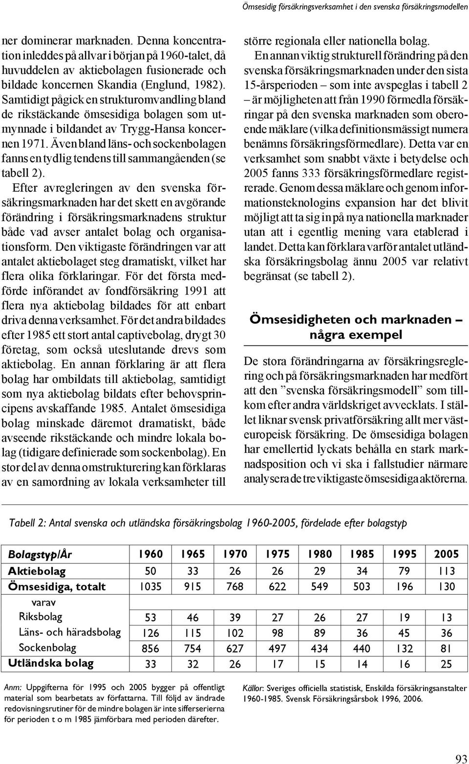 Även bland läns- och sockenbolagen fanns en tydlig tendens till sammangåenden (se tabell 2).