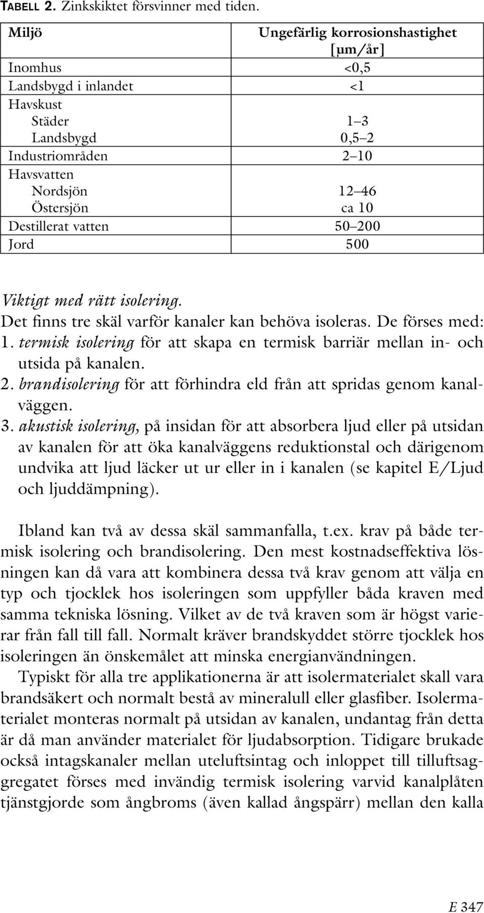 50 200 Jord 500 Viktigt med rätt isolering. Det finns tre skäl varför kanaler kan behöva isoleras. De förses med: 1.