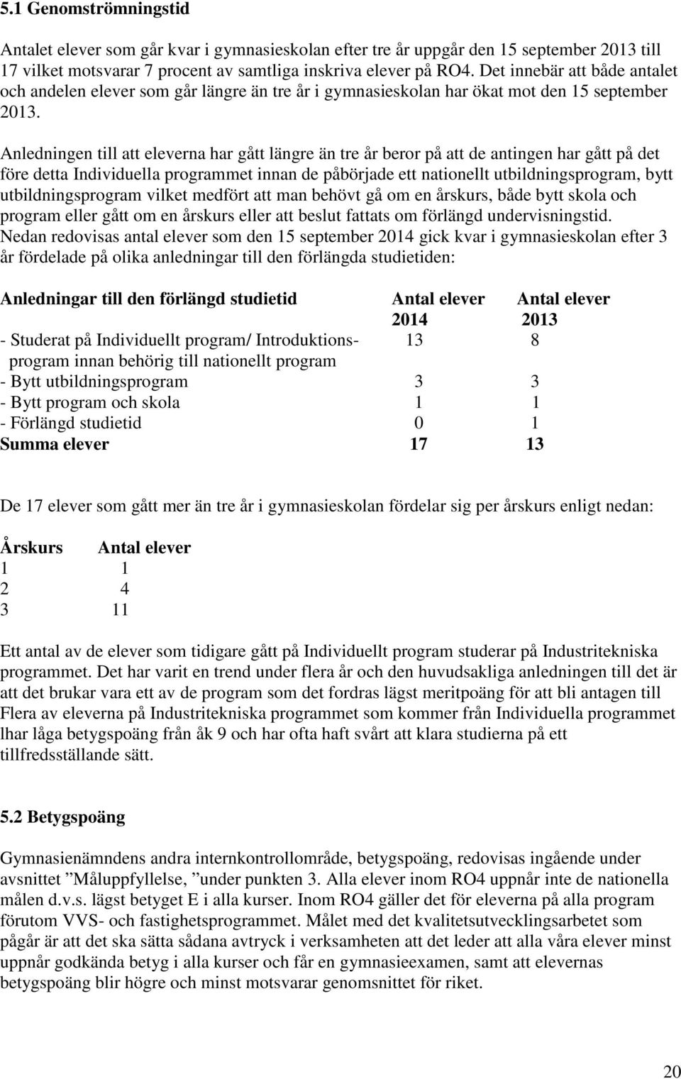 Anledningen till att eleverna har gått längre än tre år beror på att de antingen har gått på det före detta Individuella programmet innan de påbörjade ett nationellt utbildningsprogram, bytt