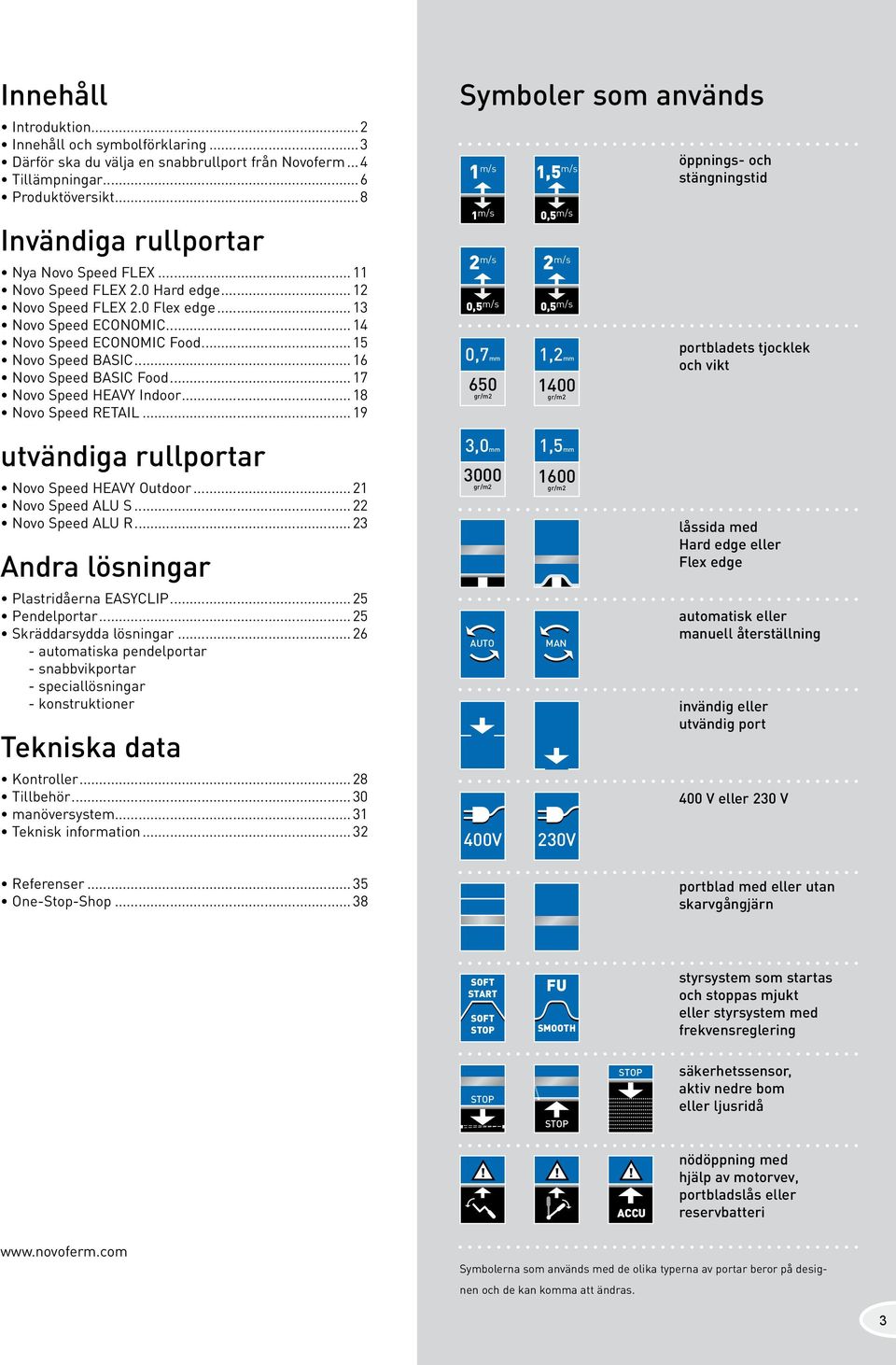 0 Flex edge 13 Novo Speed ECONOMIC 14 Novo Speed ECONOMIC Food 15 Novo Speed BASIC 16 Novo Speed BASIC Food 17 Novo Speed HEAVY Indoor 18 Novo Speed RETAIL 19 utvändiga rullportar Novo Speed HEAVY