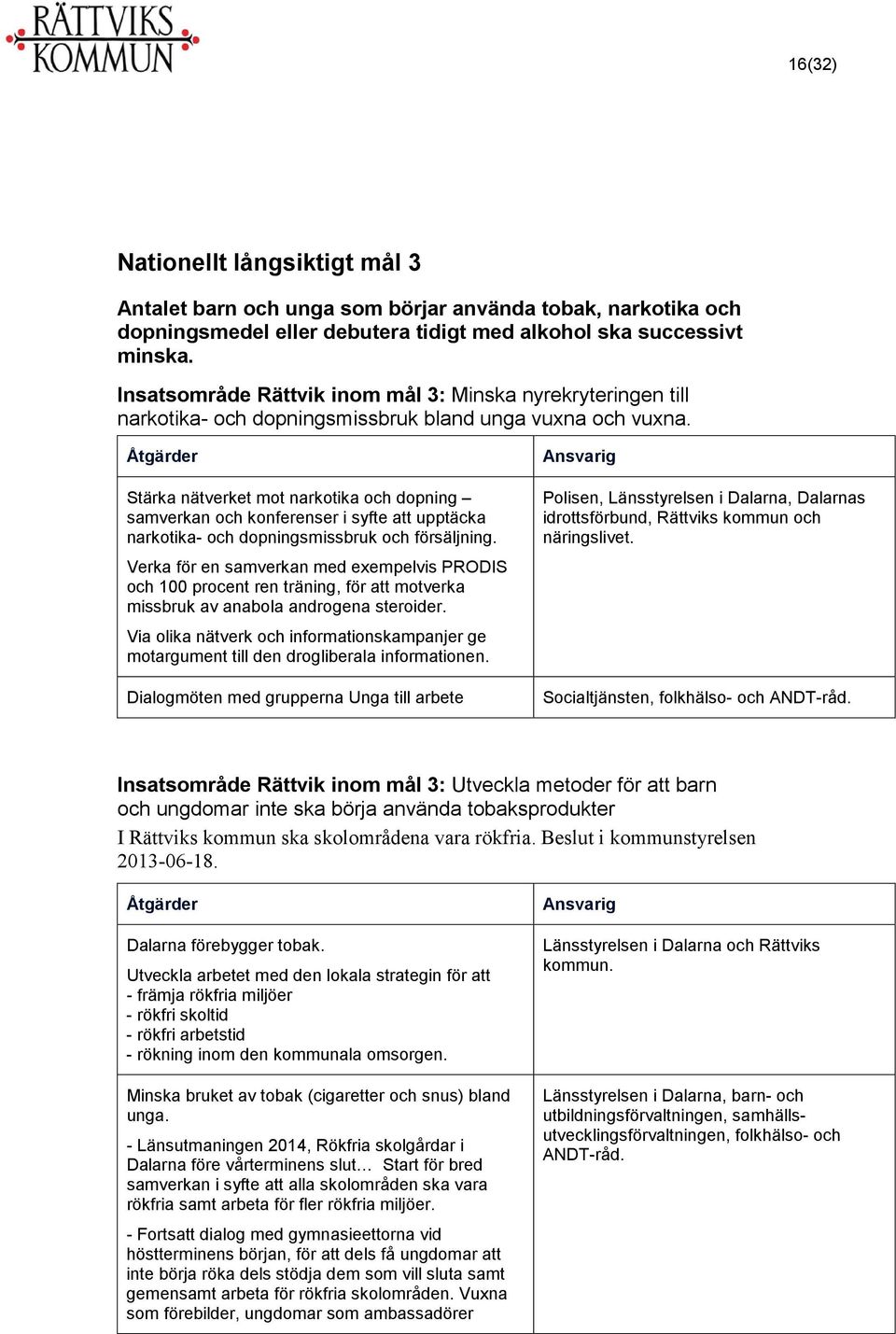 Stärka nätverket mot narkotika och dopning samverkan och konferenser i syfte att upptäcka narkotika- och dopningsmissbruk och försäljning.