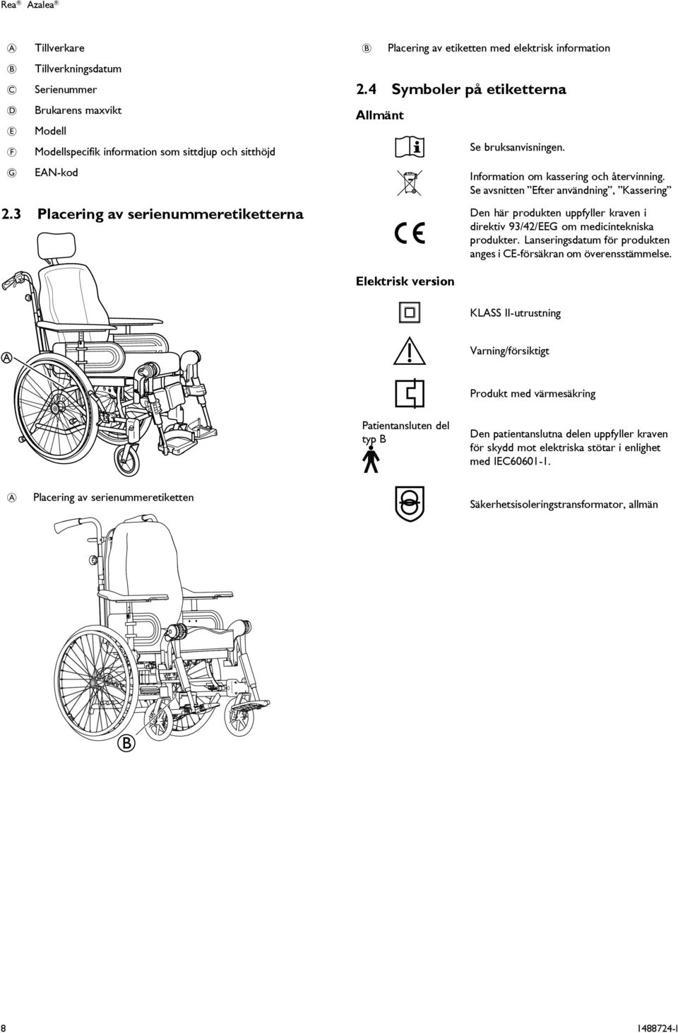 Se avsnitten Efter användning, Kassering Den här produkten uppfyller kraven i direktiv 93/42/EEG om medicintekniska produkter. Lanseringsdatum för produkten anges i E-försäkran om överensstämmelse.