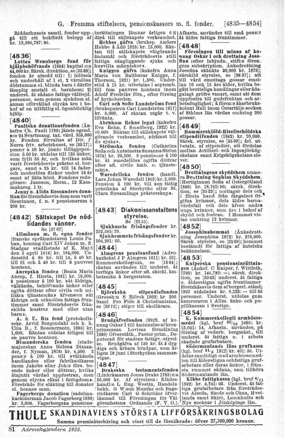 personer som genom sjukdom el. annan odörv(il1ad olycka %ro i behof af en tillfallig el. ögonblicklig hjälp. [48 401 I'auliska do'!ation?eaden!fefru Ch. 1789) Jamte a:0'24svartmang. tax. 3551000 kr.