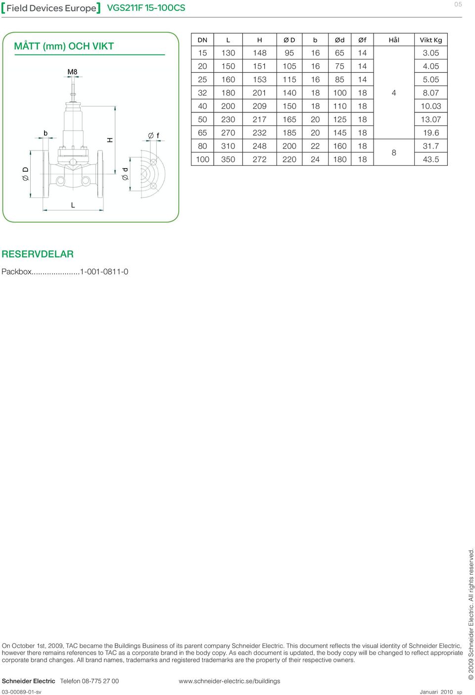 ..1-001-011-0 On October 1st, 2009, TAC became the Buildings Business of its parent company Schneider Electric.