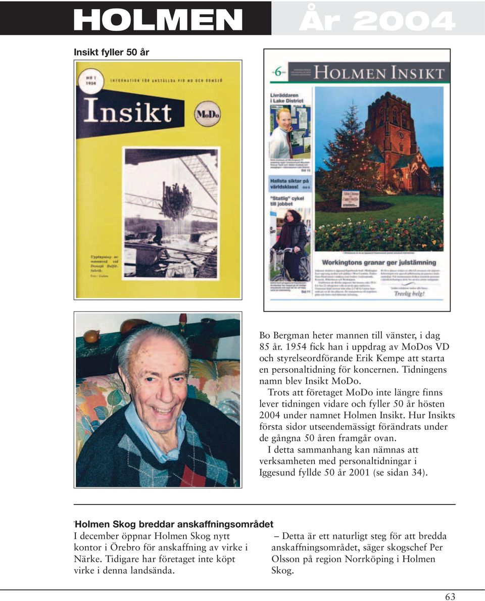 Hur Insikts första sidor utseendemässigt förändrats under de gångna 50 åren framgår ovan.