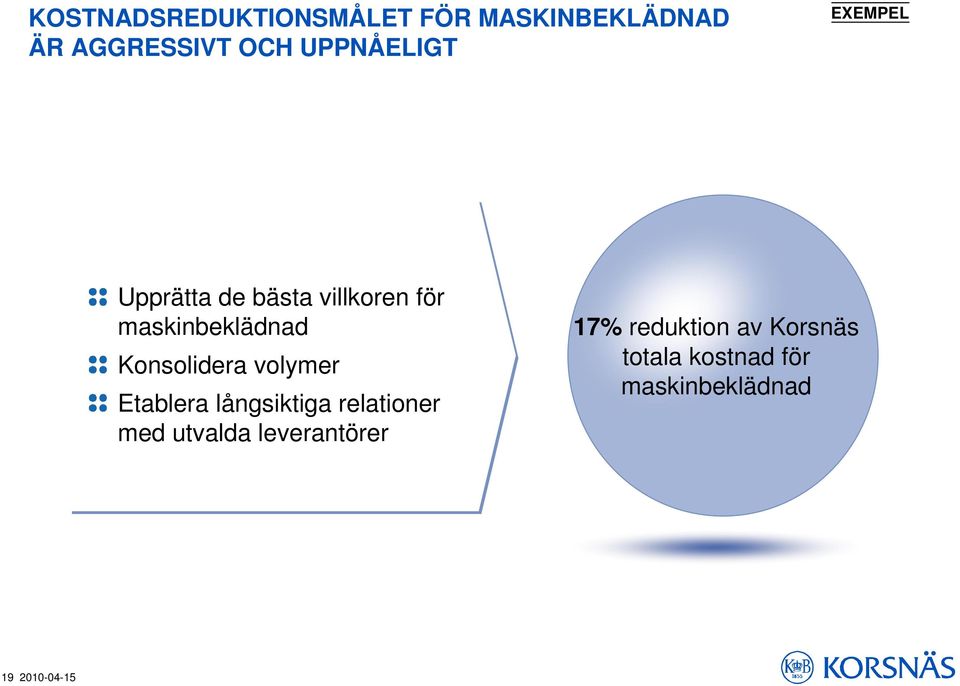 Konsolidera volymer Etablera långsiktiga relationer med utvalda