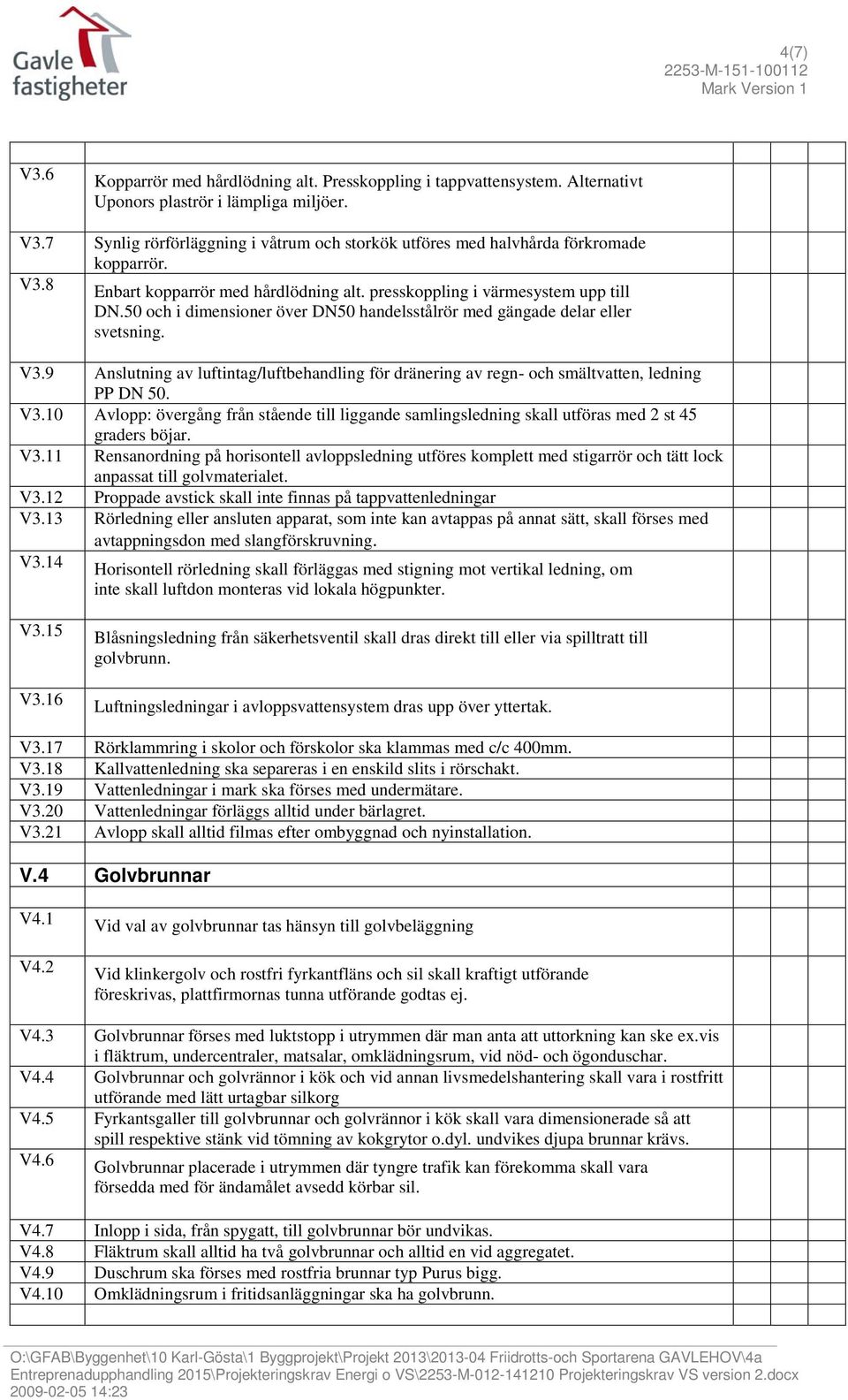 9 Anslutning av luftintag/luftbehandling för dränering av regn- och smältvatten, ledning PP DN 50. V3.