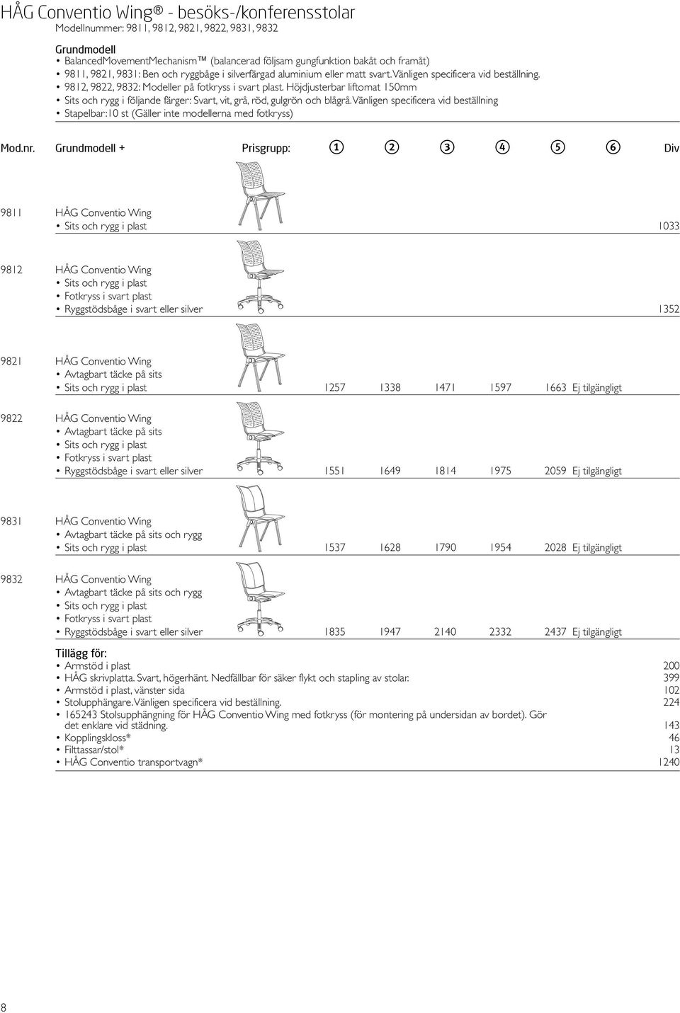 Höjdjusterbar liftomat 150mm Sits och rygg i följande färger: Svart, vit, grå, röd, gulgrön och blågrå. Vänligen specificera vid beställning Stapelbar:10 st (Gäller inte modellerna med fotkryss) Mod.