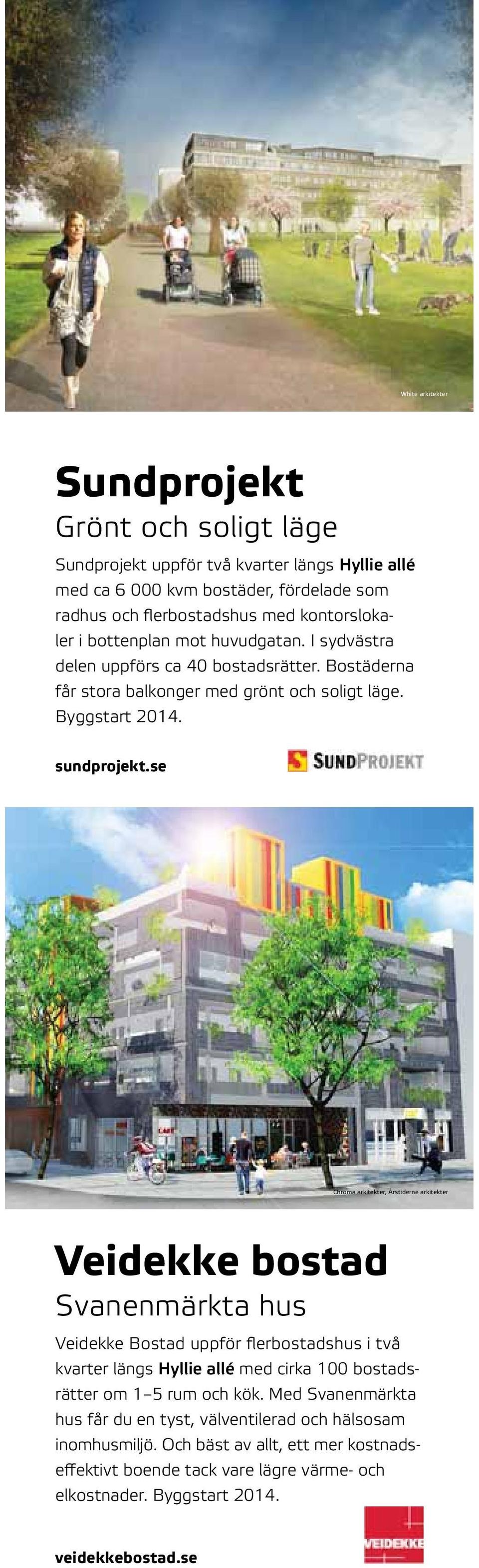 se Chroma arkitekter, Årstiderne arkitekter Veidekke bostad Svanenmärkta hus Veidekke Bostad uppför flerbostadshus i två kvarter längs Hyllie allé med cirka 100 bostadsrätter om 1 5 rum