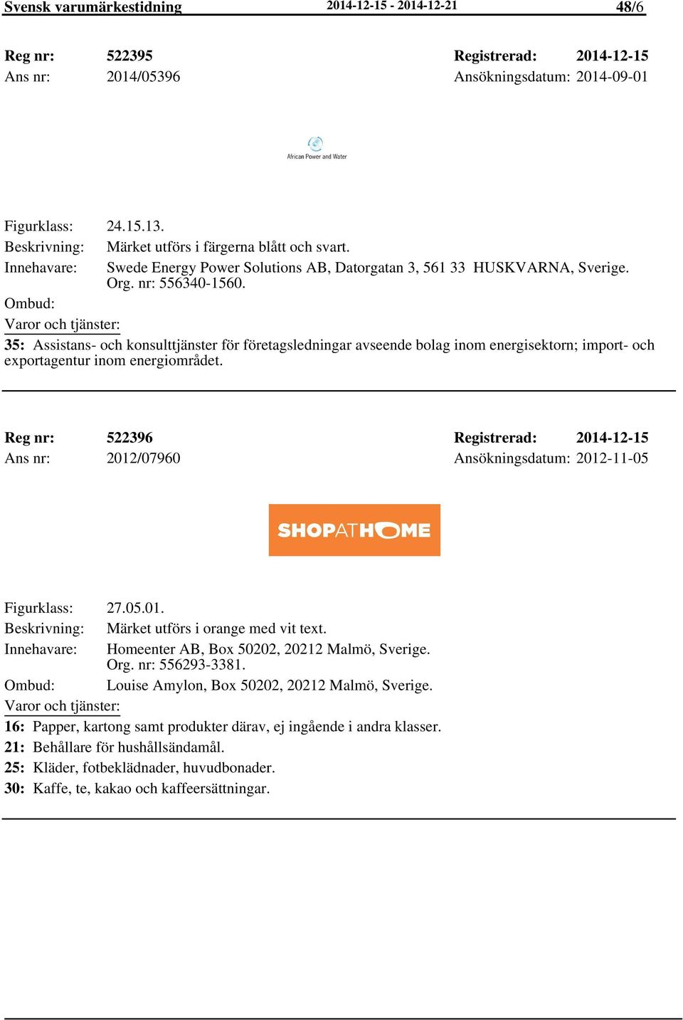 35: Assistans- och konsulttjänster för företagsledningar avseende bolag inom energisektorn; import- och exportagentur inom energiområdet.