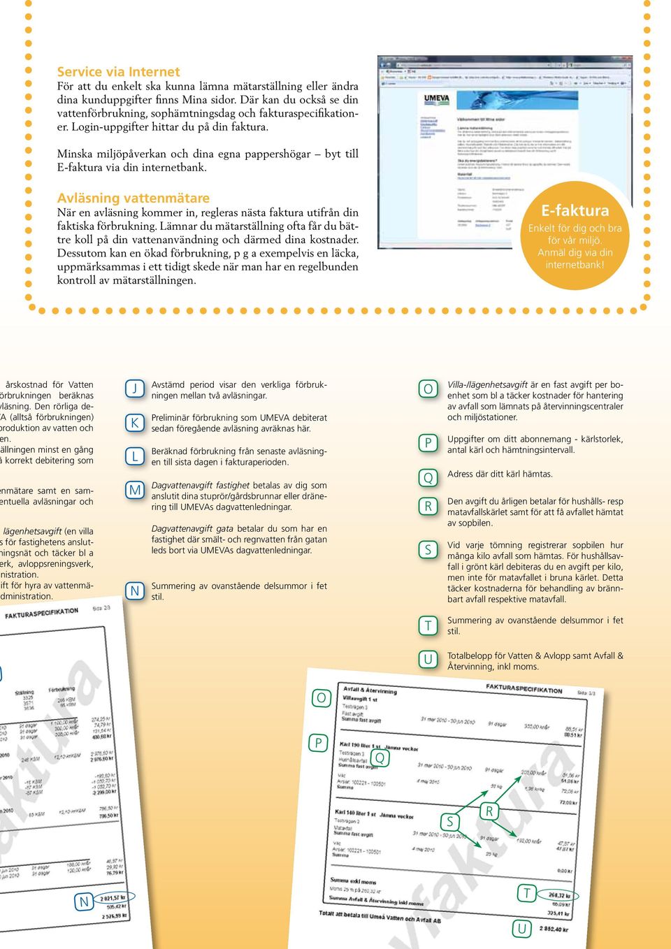 Minska miljöpåverkan och dina egna pappershögar byt till E-faktura via din internetbank. Avläsning vattenmätare När en avläsning kommer in, regleras nästa faktura utifrån din faktiska förbrukning.