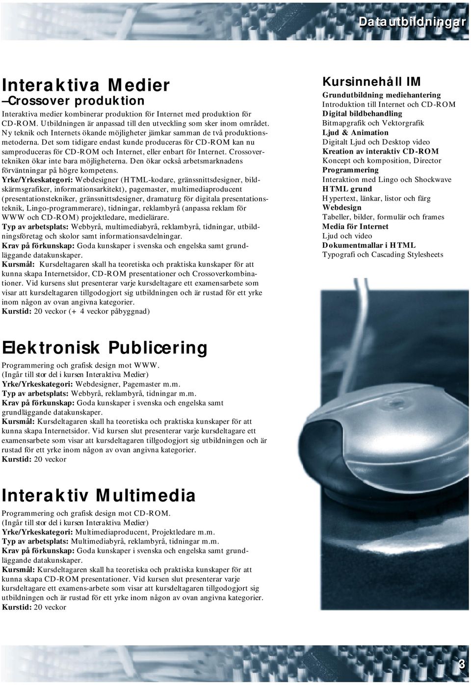 Det som tidigare endast kunde produceras för CD-ROM kan nu samproduceras för CD-ROM och Internet, eller enbart för Internet. Crossovertekniken ökar inte bara möjligheterna.