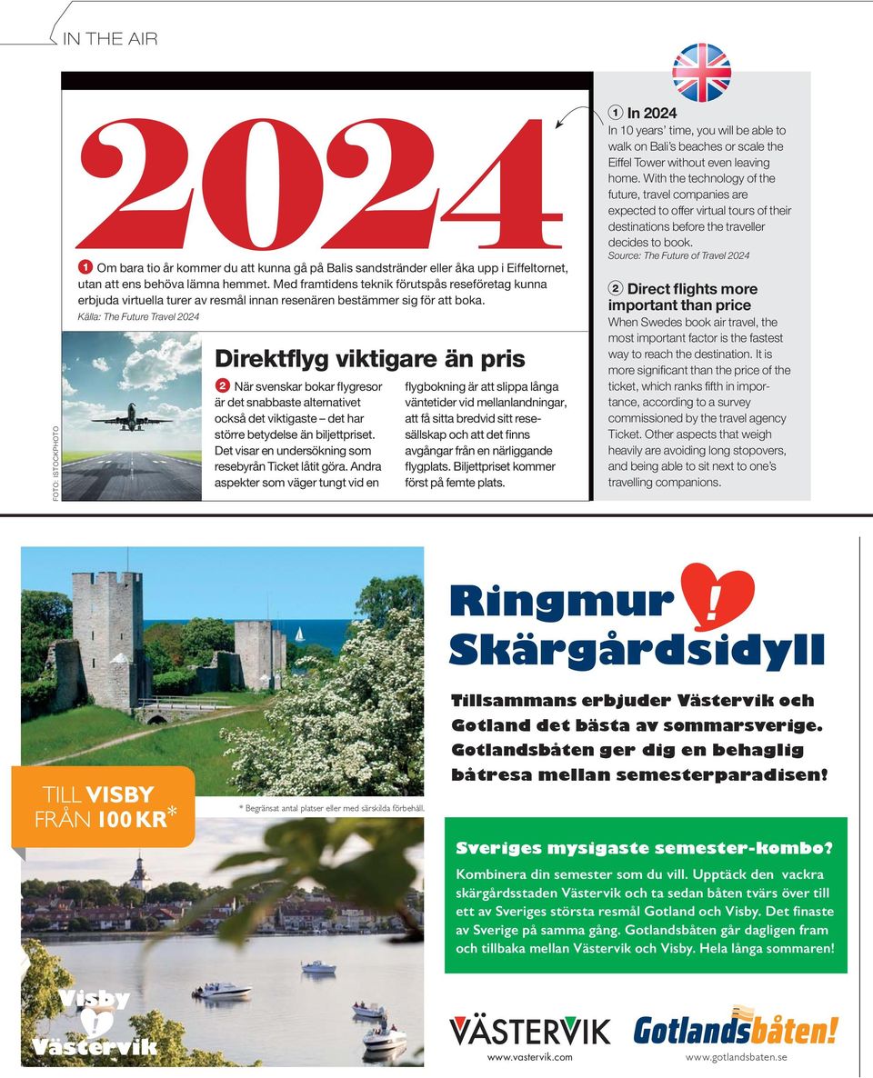 Källa: The Future Travel 2024 Direktflyg viktigare än pris 2 När svenskar bokar flygresor är det snabbaste alternativet också det viktigaste det har större betydelse än biljettpriset.