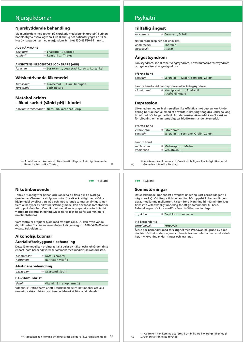 ACE-HÄMMARE enalapril ramipril Enalapril, Renitec Ramipril, Triatec ANGIOTENSINRECEPTORBLOCKERARE (ARB) losartan Losartan, Losarstad, Losatrix, Lostankal Vätskedrivande läkemedel furosemid furosemid