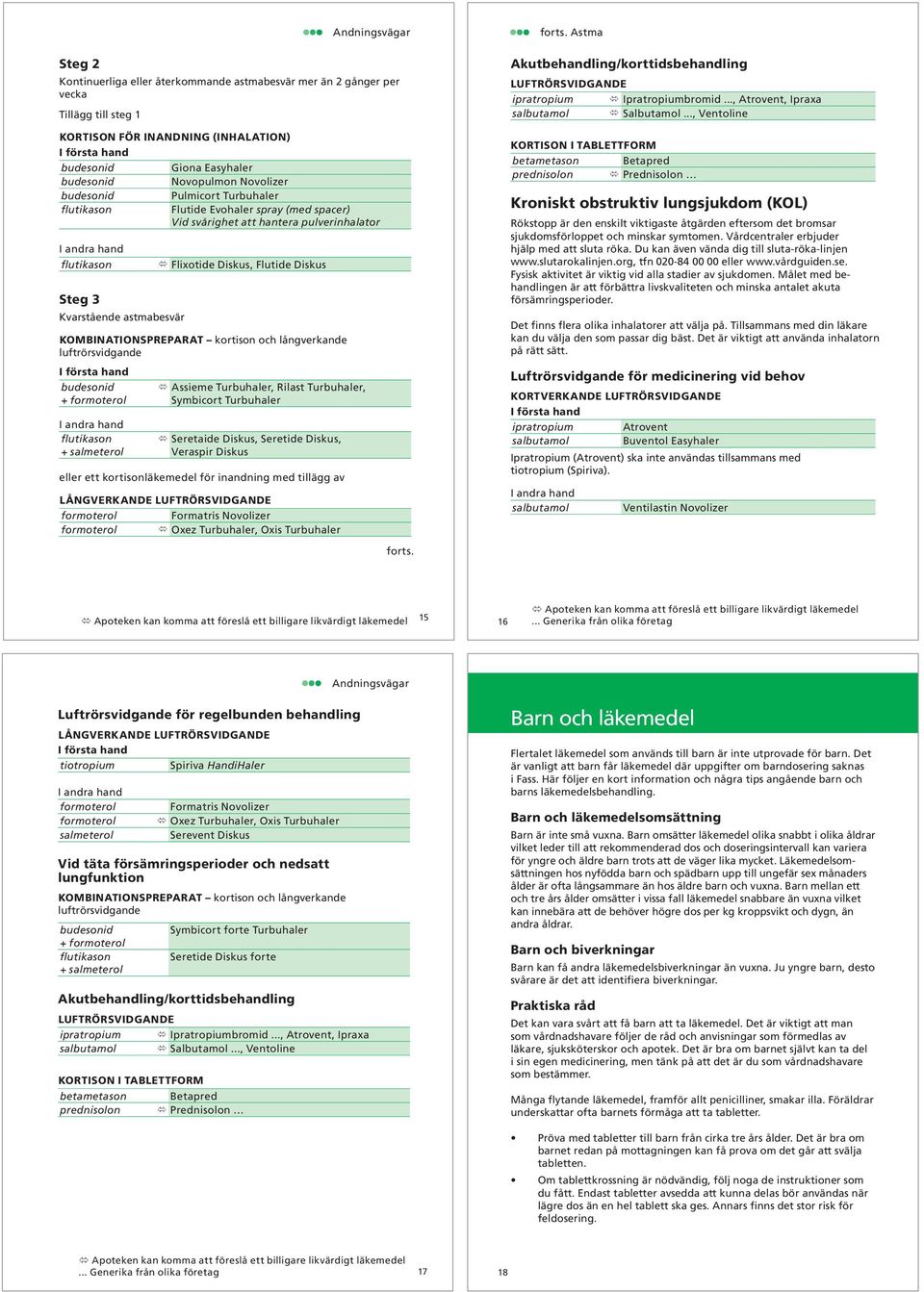 Diskus, Flutide Diskus KOMBINATIONSPREPARAT kortison och långverkande luftrörsvidgande budesonid + formoterol flutikason + salmeterol Assieme Turbuhaler, Rilast Turbuhaler, Symbicort Turbuhaler