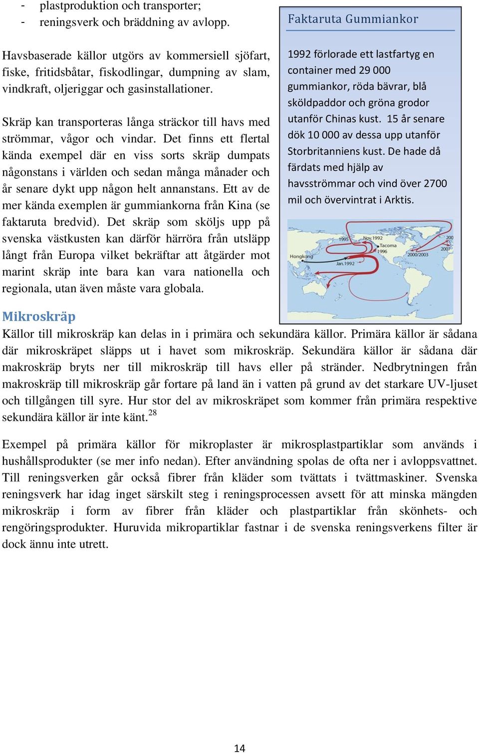 Skräp kan transporteras långa sträckor till havs med strömmar, vågor och vindar.